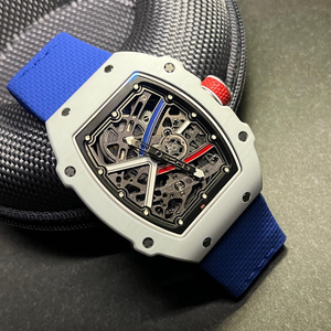 Luxury RM 67-02 Alexis Pinturault Men <b>Watch</b> – Blue White Carbon <b>Skeleton</b>, <b>Automatic</b> Mechanical Designer Timepiece - Product Image 1