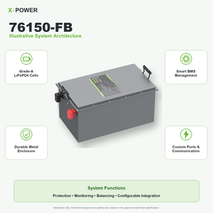 Batería de Litio LiFePO4 para Triciclo ANVOLAN XP-S600, Personalizada de Fábrica, 76.8V 150Ah, con Carcasa Metálica, para Entrega - Product Image 6