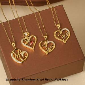 สร้อยคอจี้เพชรประดับทอง 14k 18k ชุบทองบนสแตนเลสสตีล 316L ดีไซน์สวยงาม ของขวัญวันแม่ สร้อยคอสำหรับคุณแม่ - Product Image 1