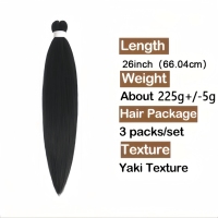 Extensiones de Cabello Sintético Preestirado de 52 Pulgadas con Textura Yaki para Mujer - Ajuste Cómodo