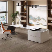 Bureau de direction laqué haut de gamme, mobilier de bureau moderne, bureau de direction de luxe, bureau informatique de PDG, table de bureau