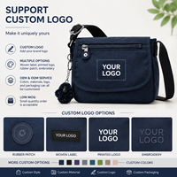 Tas Selempang Wanita Bahan Nylon Ringan Tahan Air dengan Banyak Kantong, Tas Bahu Kasual untuk Perjalanan, OEM Logo Kustom