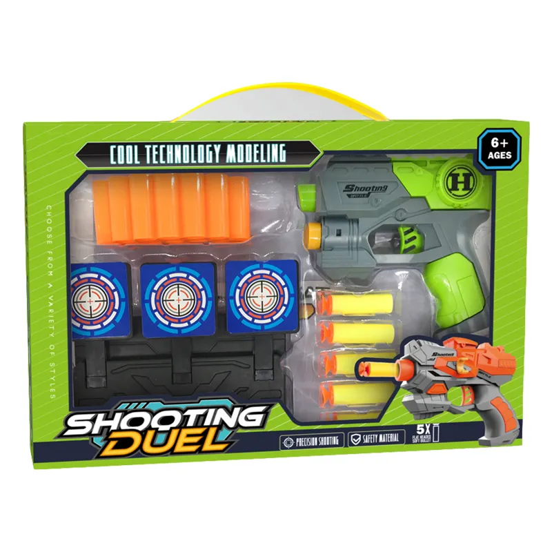 Pistola morbida ad aria giocattoli pistola giocattolo ecologica in plastica pistola morbida a proiettile morbido con supporto per proiettile e bersaglio