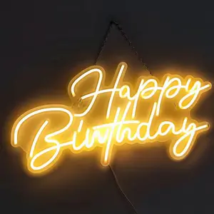 GOLDMORE1 Alles Gute zum Geburtstag Leucht reklame Licht Neon Alles Gute zum Geburtstag Signal für Geburtstags feier Dekoration Kinder Geschenk (Warmweiß)