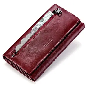 Humerpaul Hot Koop Nieuwe Dames Portemonnees 100% Echt Leer Mode Vrouwen Lederen Portemonnee Lange Clutch Wallet Voor Lady