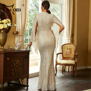 Robe de soirée moulante <span class=keywords><strong>Missord</strong></span> à sequins, manches fendues, ourlet sirène, pour femmes, blanche - Product Image 2