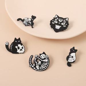Spilla creativa su ordinazione all'ingrosso della serie della spilla del gatto nero della lega regali per i bambini vestiti decorativi per i ragazzi/ragazze - Product Image 2