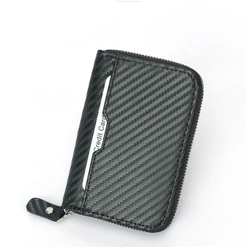 2019 Factory supply carbon fiber RFID credit card holder mini thin purse holder bifold wallet safe best selling in Europe