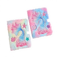 Carnet de notes en peluche sirène de la série Océan transfrontalier avec cadenas – Journal cadeau très attrayant pour étudiants