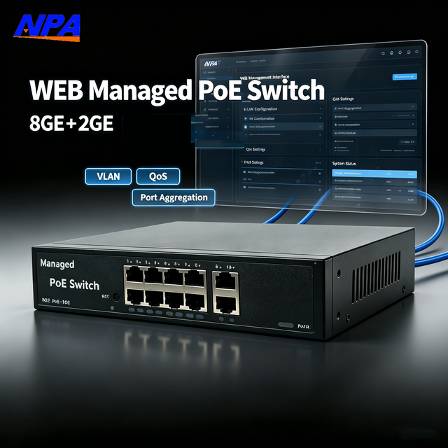 10/100/1000Mbps PoE WEB Management Switch 8 Port with 2GE Port VLAN QoS Ethernet Switches for IP Camera AP-3328GE