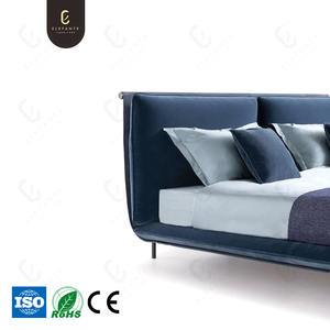 Lujo fabricante italiano <span class=keywords><strong>Cama</strong></span> doble tapizado moderno de gama alta Villa <span class=keywords><strong>cama</strong></span> doble tela de diseño Premium camas de lujo tamaño King - Product Image 5