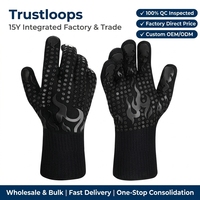 Gants de barbecue et de soudure modernes Trustloops résistants à la chaleur jusqu'à 500 degrés avec protection anti-brûlure, utilisables en toutes saisons