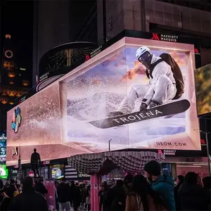 شاشة عرض مخصصة بالعين المجردة ثلاثية الأبعاد في الهواء الطلق فائقة الدقة شاشة ليد كبيرة للإعلان Owall لمراكز التسوق الكبيرة