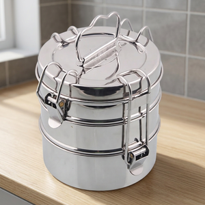 Lonchera Clásica Desmontable de Acero Inoxidable con 4 Clips de Cierre, Contenedor de Alimentos Metálico Ecológico y Sostenible para Conservar la Frescura - Product Image 3