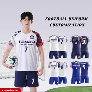 定制徽标男学生成人儿童足球服套装印有姓名号码比赛训练短袖球衣 - Product Image 3