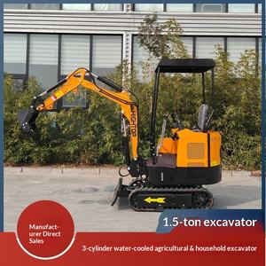 Mini-excavatrice sur chenilles d'usine Ht15, trois cylindres, refroidissement par eau, mini-excavatrice agricole, excavatrice de 1,5 T - Product Image 1