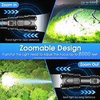 Linterna Táctica Láser Blanca de Alta Potencia, Recargable por USB, con Zoom y 5 Modos para Emergencias