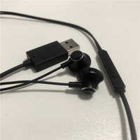 Earphone Komputer USB Earbud Berkabel 2.5M Headset Gaming Headphone dengan Mikrofon Bawaan Kontrol Volume IPX-3 Tahan Air Hitam/Putih