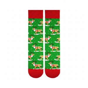 Colorful Christmas Reindeer Jacquard <b>Socks</b> Breathable Soft <b>Warm</b> Nylon Ankle Knee Length One Size Fits Most for Daily Use Winter - Product Image 2