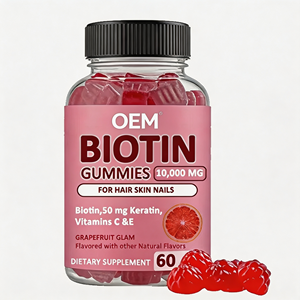 Gummies à la biotine 10000mcg pour cheveux, peau et ongles, vente en gros, kératine, vitamines C et E, OEM, marque privée, 60 unités - Product Image 1