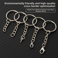 PK-PD488-492 porte-clés 25 mm fermoir plat rond gaufrage nickelé bricolage porte-clés chaîne avec fermoir homard accrocher pendentifs