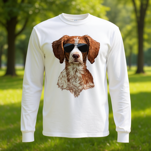 Camiseta de manga larga con diseño de perro Brittany Spaniel y gafas de sol - Product Image 3