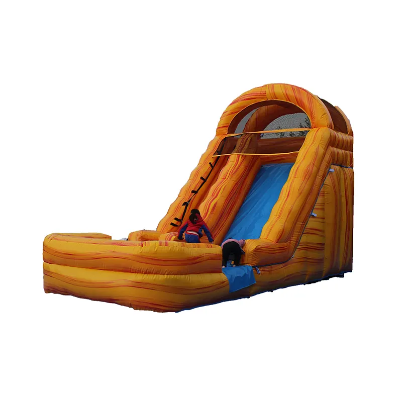 大理石の波PVC素材18フィートインフレータブルスライド販売用プール付き商業用インフレータブルウォータースライド