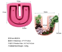 BK2012-14 nouveau moule en Silicone clair béton ciment Pot de fleur 'je t'aime série IOU' planteur décoration de la maison suspendu utilisation au sol