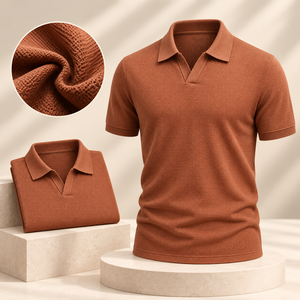 Bio-Polo-Shirt für Herren mit offenem Kragen, gestricktes Oberteil aus nachhaltiger Baumwolle, Hersteller von individuellem Strickwaren. - Product Image 2