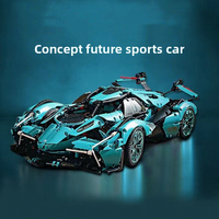 Compatible con Blue V12 para el modelo de coche deportivo Concept, bloques de construcción de plástico ABS para ensamblar, juguete para niños