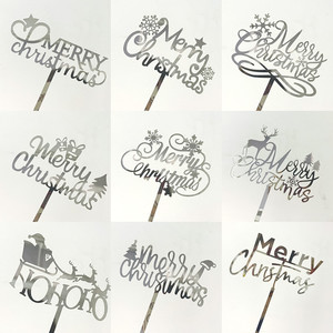 ของตกแต่งเค้กอะคริลิคสีเงินรูปกระดิ่งโบว์พร้อมข้อความสุขสันต์วันคริสต์มาส สำหรับตกแต่งเค้กคริสต์มาส - Product Image 5