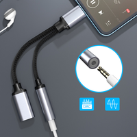 Adaptateur audio USB-C 2-en-1 OEM ODM avec prise jack 3,5 mm, microphone et haut-parleur, gaine tressée, chargeur PD60W