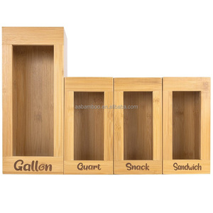 Wooden bamboo zip lock bag organizer compatible food storage bag organizer holder