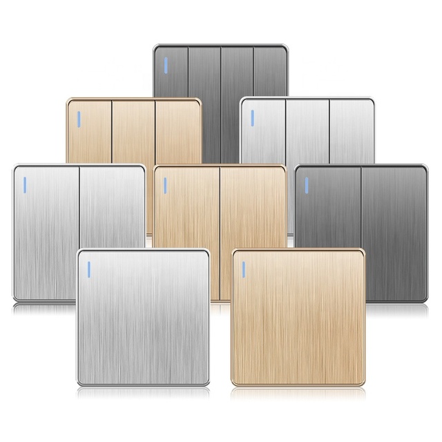 EU RU UK Standard Wall Light Electrical Switch 16A Brushed Panel on OFF Home Power Rocker Push Button Switch 1/2/3/4 Gang 1/2Way