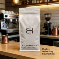 Sacs à café à fond plat avec valve unidirectionnelle, pochette en aluminium pour le stockage de grains de café frais
