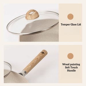 Logo personnalisé 20cm 24cm 26cm 28cm Poêle à frire avec revêtement en marbre Fond d'induction Carote Ensembles d'ustensiles de cuisine - Product Image 6