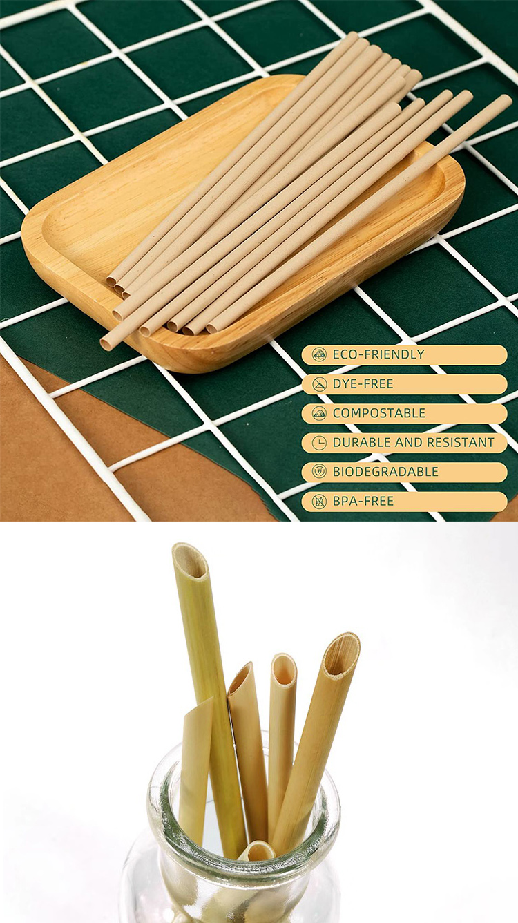 Bamboo Disposable Biodegradable Reed Straw Straws For Hot Drinks