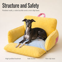 Canapé-lit pour animaux de compagnie OEM lavable avec dossier jaune et poignée de transport |   Nid portable pour chat et petit chien, utilisable en toutes saisons