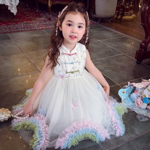 Abito estivo da ragazza Mimi Haro in nuovo stile cinese Cheongsam Princess senza maniche a linea A di media lunghezza - Product Image 3