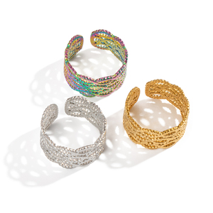 Anello Aperto X&L Vintage Wave Compilation per Donne, Placcato in Oro 18K PVD, Acciaio Inossidabile, Gioielli Minimalisti, Regali all'Ingrosso - Product Image 5
