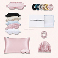Coffret Cadeau de Luxe en Soie Personnalisé avec Logo Comprenant des Chouchous, une Taie d'Oreiller et un Masque de Sommeil, Ensemble Cadeau Taie d'Oreiller 100% Pure Soie de Mûrier
