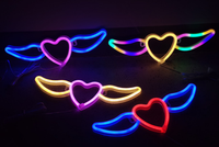 Lampe de table en néon en forme de cœur pour la Saint-Valentin, lumière LED alimentée par batterie USB pour la chambre à coucher, le mariage, la décoration de fête d'anniversaire