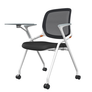 Chaise de bureau moderne pliable en maille avec tablette d'écriture, roulettes confortables, chaise de formation pour l'école et usage commercial - Product Image 4