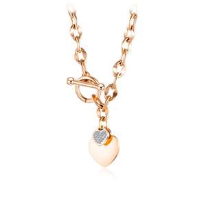 Collar de acero de titanio con microincrustaciones de corazón OT de estilo coreano, colgante de suéter versátil de Temeprament fresco a la moda - Product Image 5