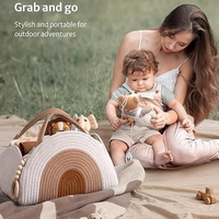 Panier de rangement portable pour couches en corde de coton, sac à couches arc-en-ciel pour bébé, organisateur pour maman, panier à couches pour bébé