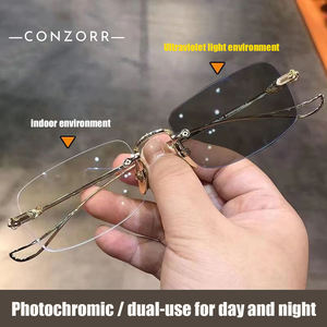 نظارات شمسية جديدة تحجب الضوء الأزرق ومتغيرة اللون للجنسين، نظارات عصرية بدون إطار بعدسات غير طبية - Product Image 2