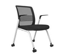 Chaise d'attente noire en plastique pour salle de réunion de bureau