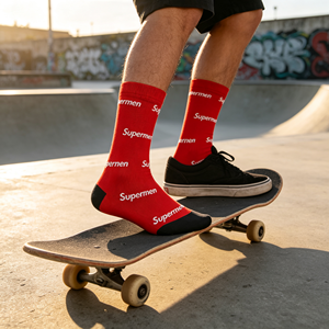 Chaussettes de sport imprimées sur toute la surface de la marque <span class=keywords><strong>Supermen</strong></span>, chaussettes de sport imprimées personnalisées StreetStyle, chaussettes de mode polyvalentes pour hommes et femmes - Product Image 3