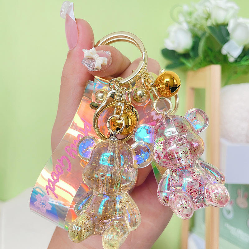 Transparent Teddy Bear Keychain Kawaii Plastic Bear Keychain Cute