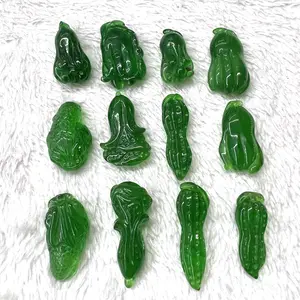 Pingente de pedra jadeíte verde mão myanmar, atacado, transparente, pedra de pingente para joia, acessórios diy